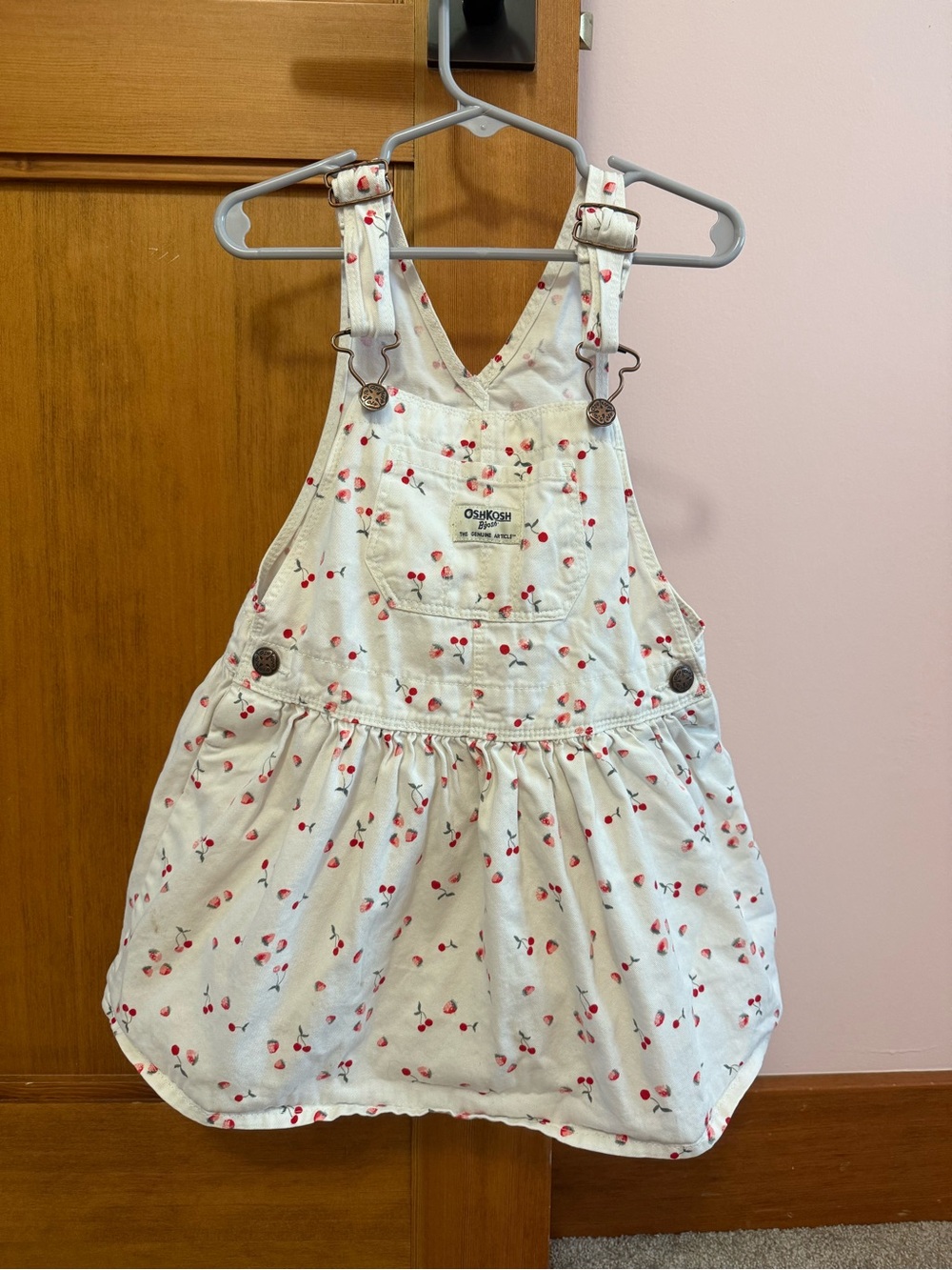 OshKosh B'gosh White Cherry-Print Overall Dress for Kids